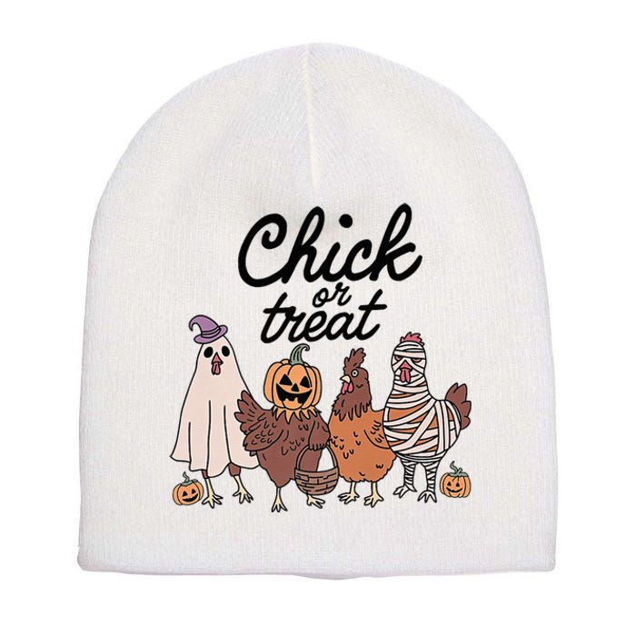 Funny Chicken Halloween Pumpkin Chick Or Treat Chicken Lovers Short Acrylic Beanie