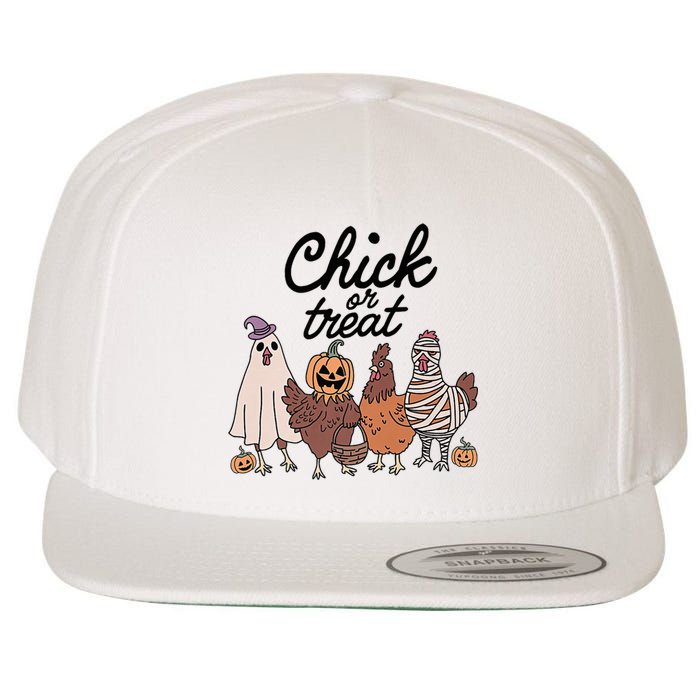 Funny Chicken Halloween Pumpkin Chick Or Treat Chicken Lovers Wool Snapback Cap