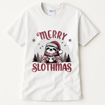 Funny Christmas Holiday Sloth Fans Merry Slothmas Women Tank Top Tall T-Shirt