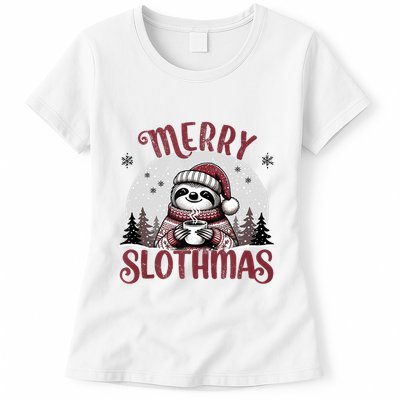 Funny Christmas Holiday Sloth Fans Merry Slothmas Women Tank Top Womens T-Shirt