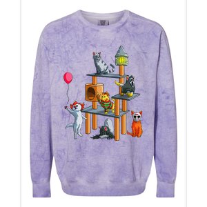 Funny Cat Horror Movies Cute Halloween For Cat Kitty Lovers Colorblast Crewneck Sweatshirt