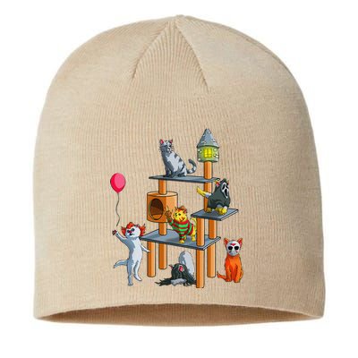 Funny Cat Horror Movies Cute Halloween For Cat Kitty Lovers Sustainable Beanie