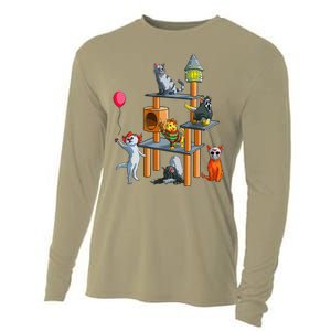 Funny Cat Horror Movies Cute Halloween For Cat Kitty Lovers Cooling Performance Long Sleeve Crew