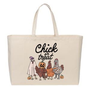 Funny Chicken Halloween Pumpkin Chick Or Treat Chicken Lover Cotton Canvas Jumbo Tote