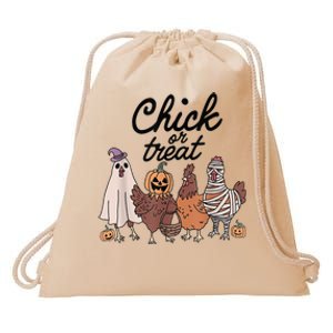 Funny Chicken Halloween Pumpkin Chick Or Treat Chicken Lover Drawstring Bag