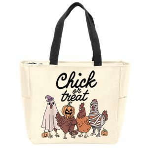 Funny Chicken Halloween Pumpkin Chick Or Treat Chicken Lover Zip Tote Bag