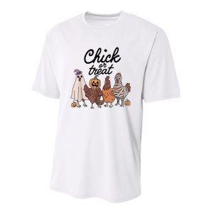 Funny Chicken Halloween Pumpkin Chick Or Treat Chicken Lover Youth Performance Sprint T-Shirt