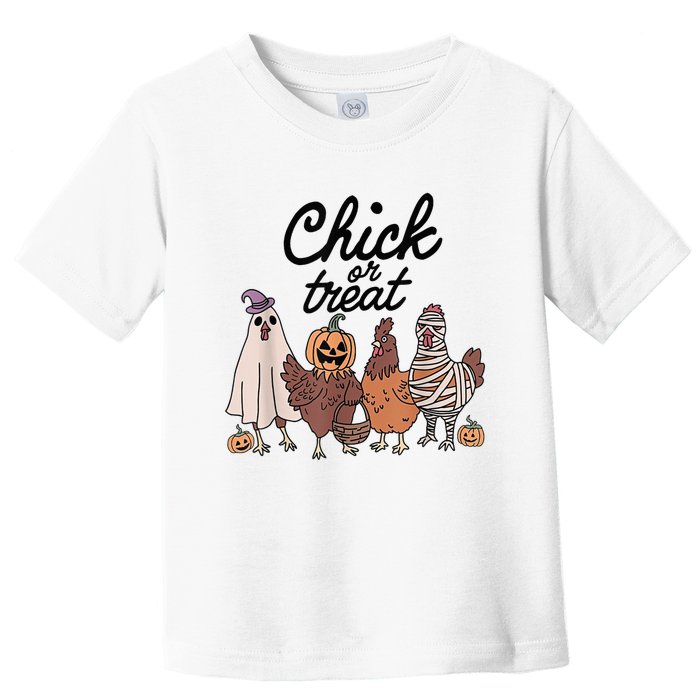 Funny Chicken Halloween Pumpkin Chick Or Treat Chicken Lover Toddler T-Shirt