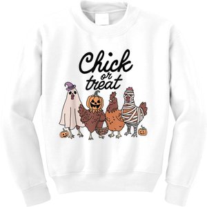 Funny Chicken Halloween Pumpkin Chick Or Treat Chicken Lover Kids Sweatshirt