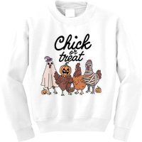 Funny Chicken Halloween Pumpkin Chick Or Treat Chicken Lover Kids Sweatshirt