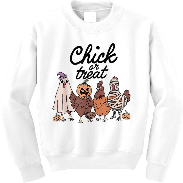 Funny Chicken Halloween Pumpkin Chick Or Treat Chicken Lover Kids Sweatshirt