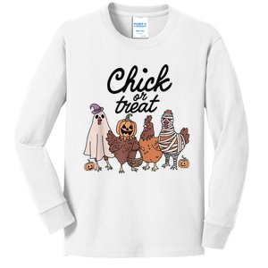 Funny Chicken Halloween Pumpkin Chick Or Treat Chicken Lover Kids Long Sleeve Shirt