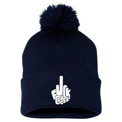 Fuck Cancer Handsign Pom Pom 12in Knit Beanie