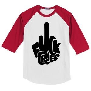 Fuck Cancer Handsign Kids Colorblock Raglan Jersey