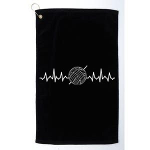 Funny Crochet Heartbeat Cool Design Crocheting Lovers Gift Platinum Collection Golf Towel