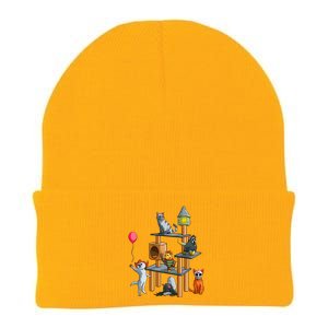 Funny Cat Horror Movies Cute Halloween For Cat Kitty Lovers Gift Knit Cap Winter Beanie