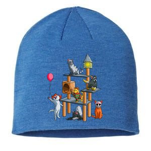 Funny Cat Horror Movies Cute Halloween For Cat Kitty Lovers Gift Sustainable Beanie