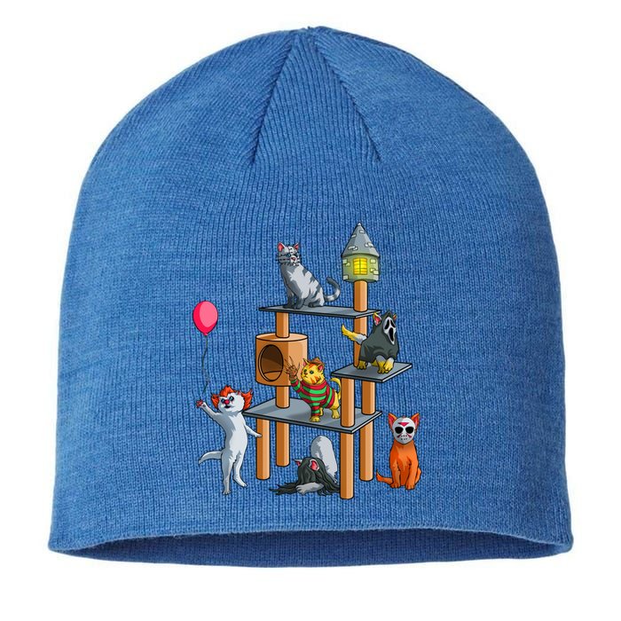 Funny Cat Horror Movies Cute Halloween For Cat Kitty Lovers Gift Sustainable Beanie