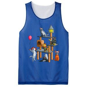 Funny Cat Horror Movies Cute Halloween For Cat Kitty Lovers Gift Mesh Reversible Basketball Jersey Tank