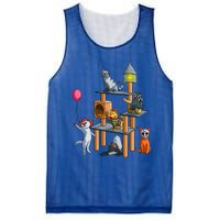 Funny Cat Horror Movies Cute Halloween For Cat Kitty Lovers Gift Mesh Reversible Basketball Jersey Tank