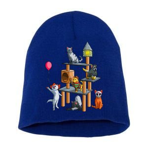 Funny Cat Horror Movies Cute Halloween For Cat Kitty Lovers Gift Short Acrylic Beanie