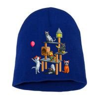 Funny Cat Horror Movies Cute Halloween For Cat Kitty Lovers Gift Short Acrylic Beanie