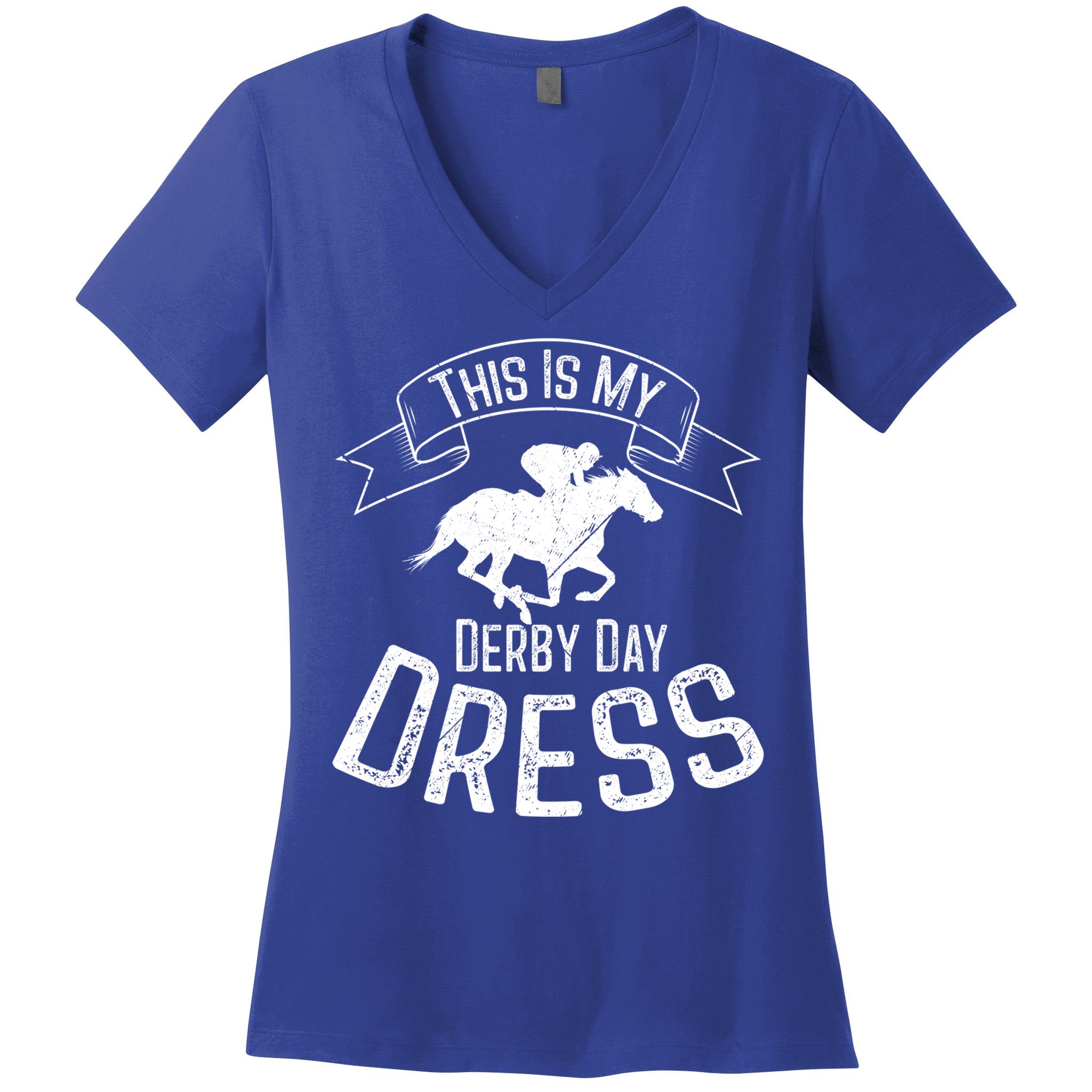 Funny Classic Horse Kentucky This Is My Derby Day Dress Gift Women's V-Neck T-Shirt