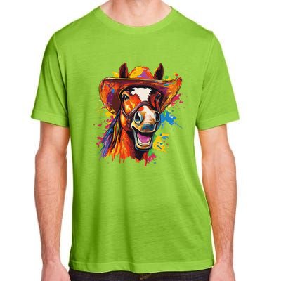 Funny Cowboy Horse Illustration Laugh Adult ChromaSoft Performance T-Shirt