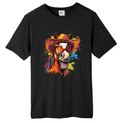 Funny Cowboy Horse Illustration Laugh Tall Fusion ChromaSoft Performance T-Shirt