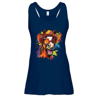 Funny Cowboy Horse Illustration Laugh Ladies Essential Flowy Tank