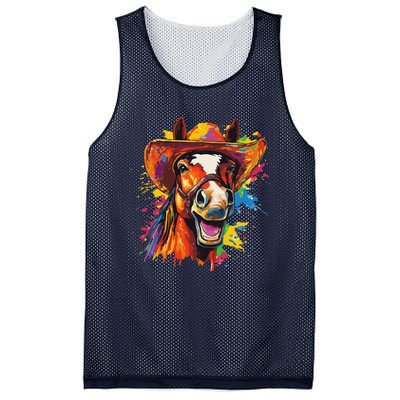 Funny Cowboy Horse Illustration Laugh Mesh Reversible Basketball Jersey Tank