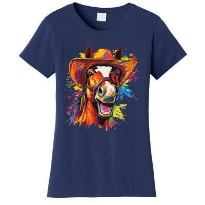 Funny Cowboy Horse Illustration Laugh Women's T-Shirt