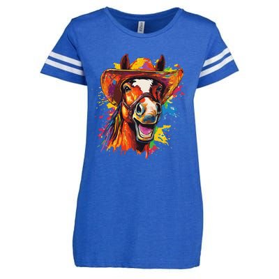 Funny Cowboy Horse Illustration Laugh Enza Ladies Jersey Football T-Shirt