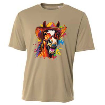 Funny Cowboy Horse Illustration Laugh Cooling Performance Crew T-Shirt