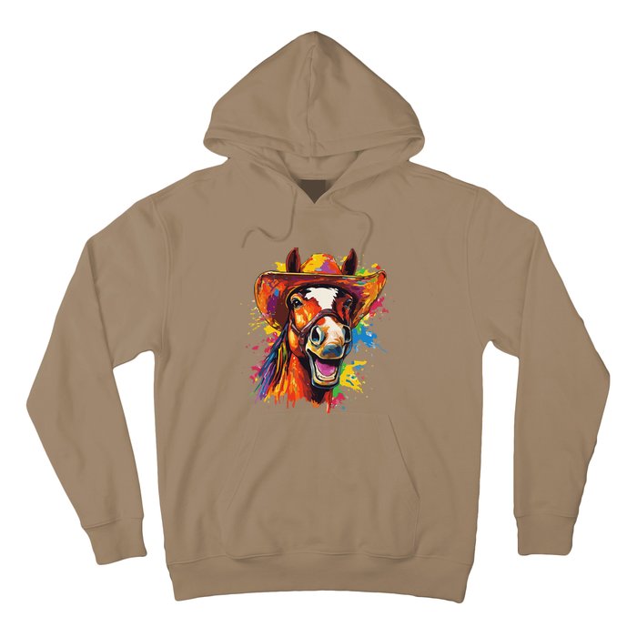 Funny Cowboy Horse Illustration Laugh Hoodie