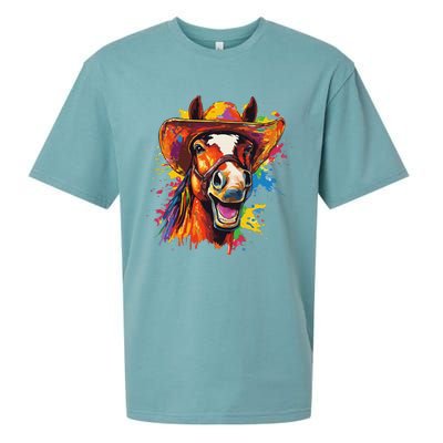 Funny Cowboy Horse Illustration Laugh Sueded Cloud Jersey T-Shirt