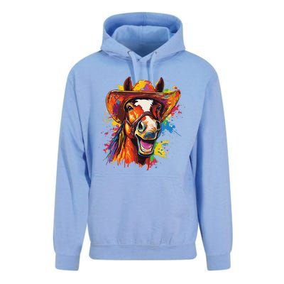 Funny Cowboy Horse Illustration Laugh Unisex Surf Hoodie