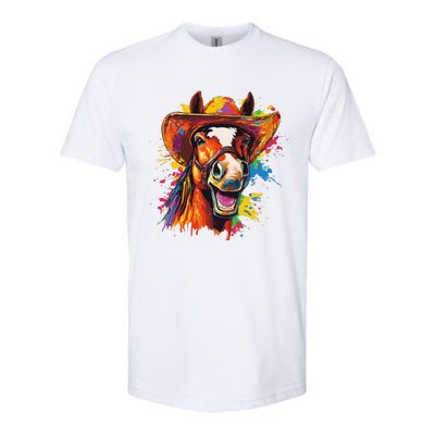 Funny Cowboy Horse Illustration Laugh Softstyle CVC T-Shirt