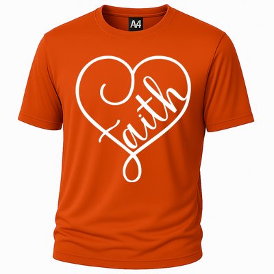 Faith Cursive Heart Christians Jesus Loves Cooling Performance Crew T-Shirt