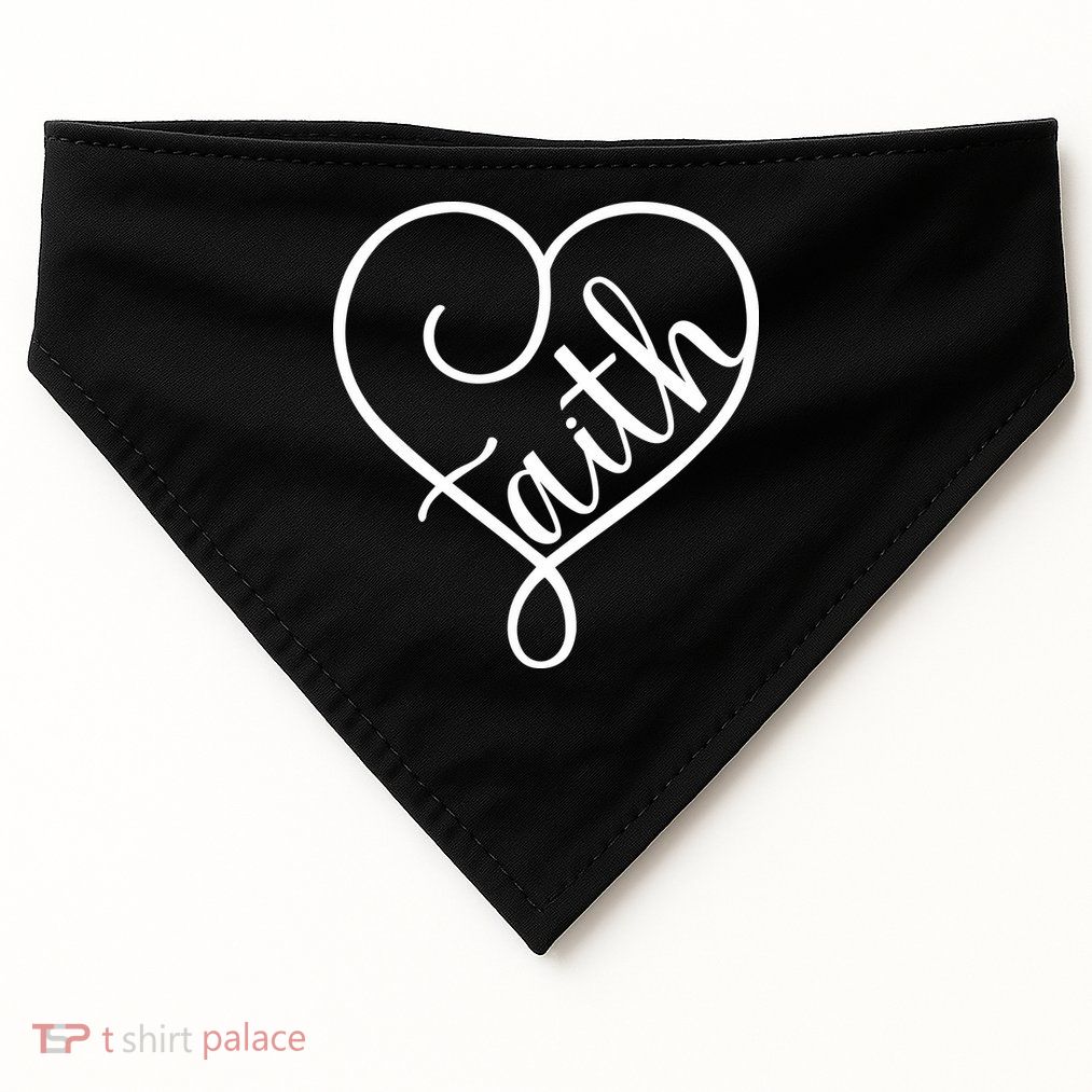 Faith Cursive Heart Christians Jesus Loves USA-Made Doggie Bandana