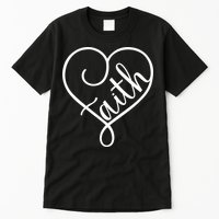 Faith Cursive Heart Christians Jesus Loves Tall T-Shirt