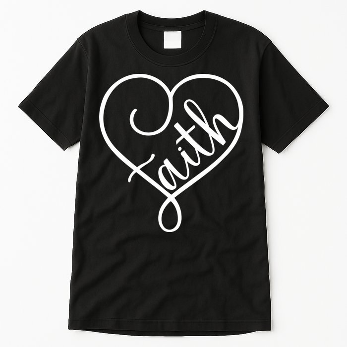 Faith Cursive Heart Christians Jesus Loves Tall T-Shirt