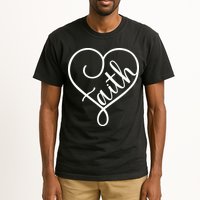 Faith Cursive Heart Christians Jesus Loves Tall T-Shirt