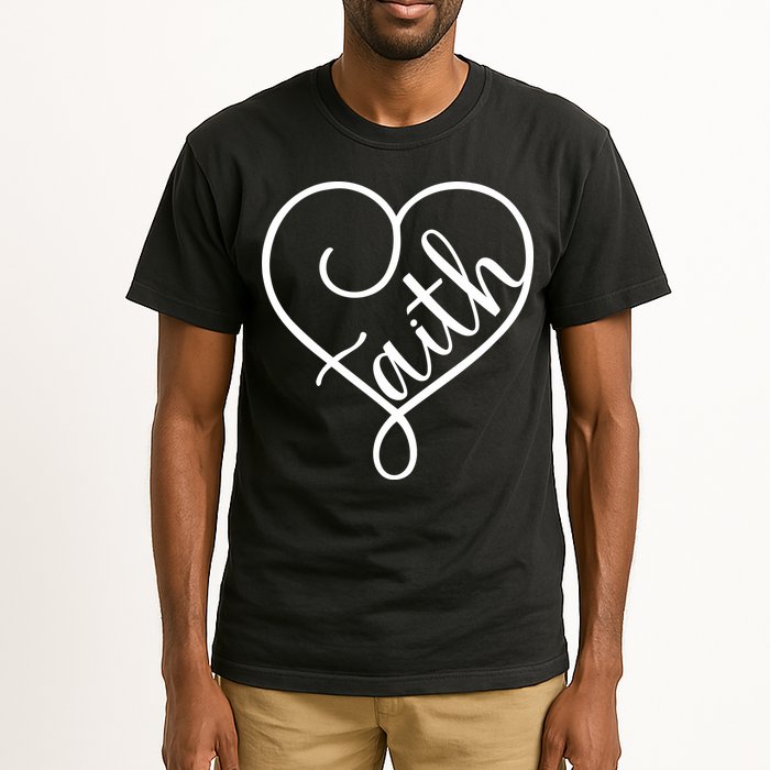 Faith Cursive Heart Christians Jesus Loves Tall T-Shirt