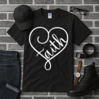 Faith Cursive Heart Christians Jesus Loves Tall T-Shirt