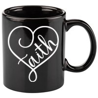 Faith Cursive Heart Christians Jesus Loves 11oz C Handle Ceramic Mug