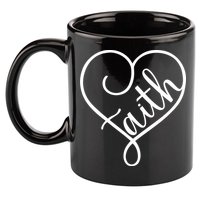 Faith Cursive Heart Christians Jesus Loves 11oz C Handle Ceramic Mug