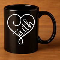 Faith Cursive Heart Christians Jesus Loves 11oz C Handle Ceramic Mug