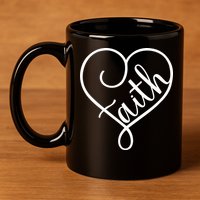 Faith Cursive Heart Christians Jesus Loves 11oz C Handle Ceramic Mug