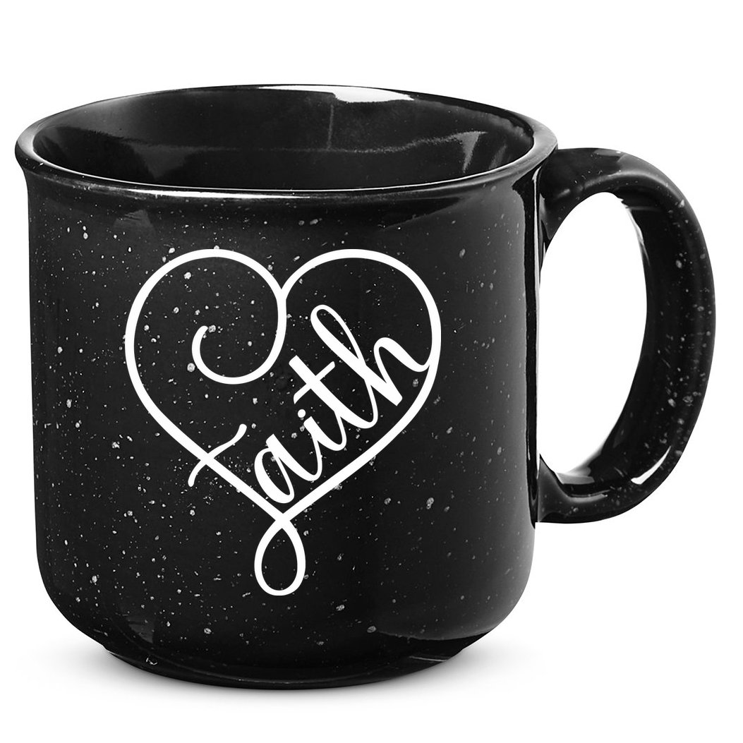 Faith Cursive Heart Christians Jesus Loves 15oz Campfire Ceramic Mug